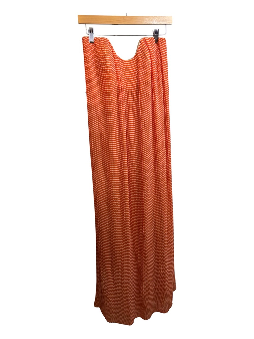 French Connection Strapless Pleated Maxi Dress in Vibrant Orange